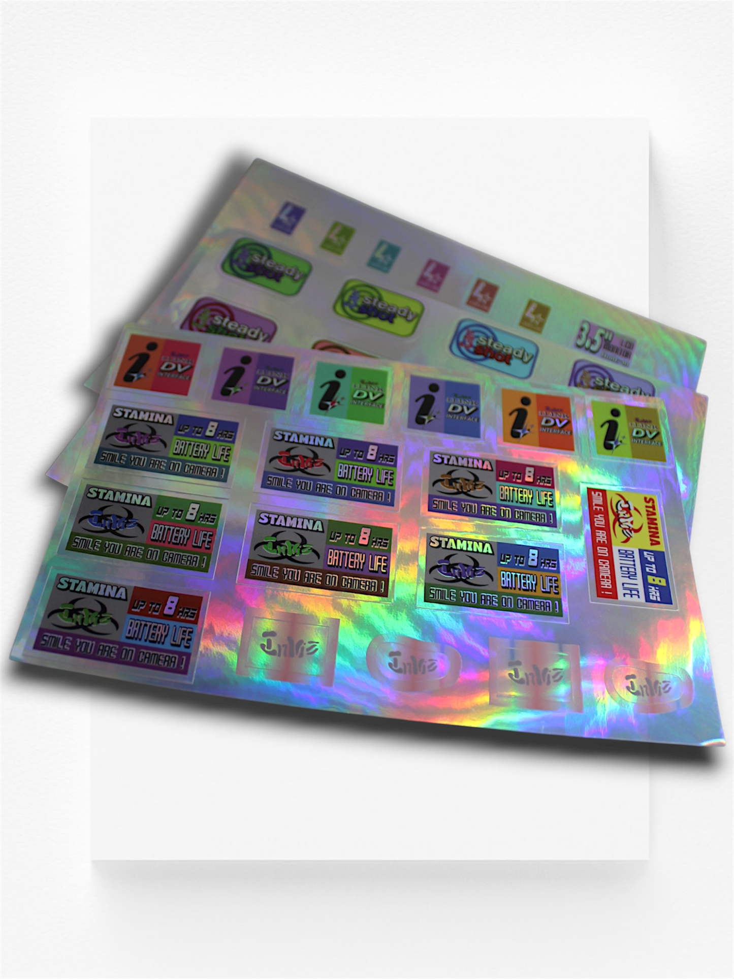Handycam stickers pack (3-pack) holographic edition for dv camcorders by invizworldwide