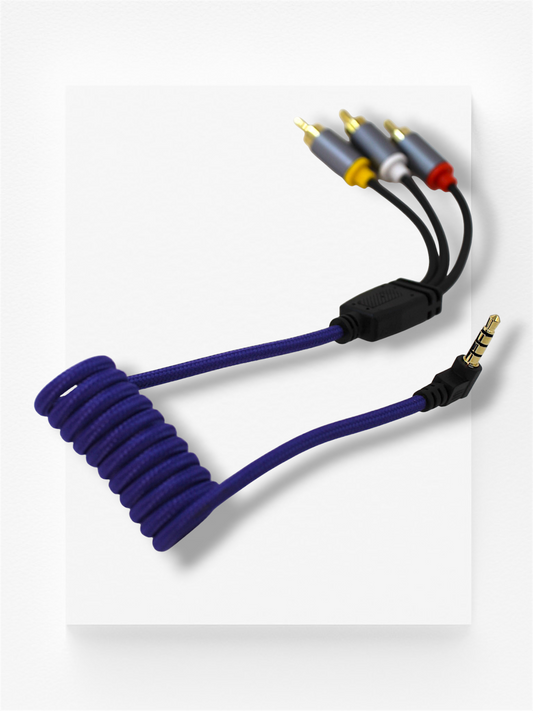 Purple AV 3-RCA to 3.5mm Braided Cable for DV Camcorders & ImmersionRC Powerplay