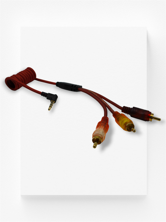 Clear AV 3-RCA to 3.5mm red Braided Cable for DV Camcorders & ImmersionRC Powerplay