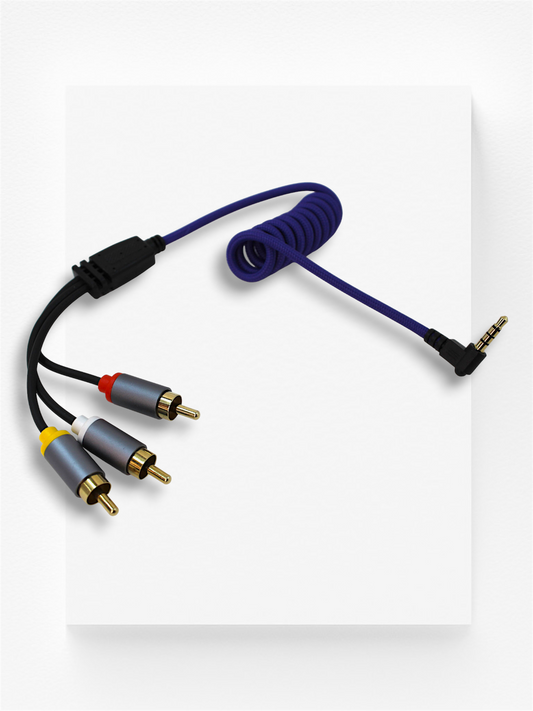 Purple AV 3-RCA to 3.5mm Braided Cable for DV Camcorders & ImmersionRC Powerplay